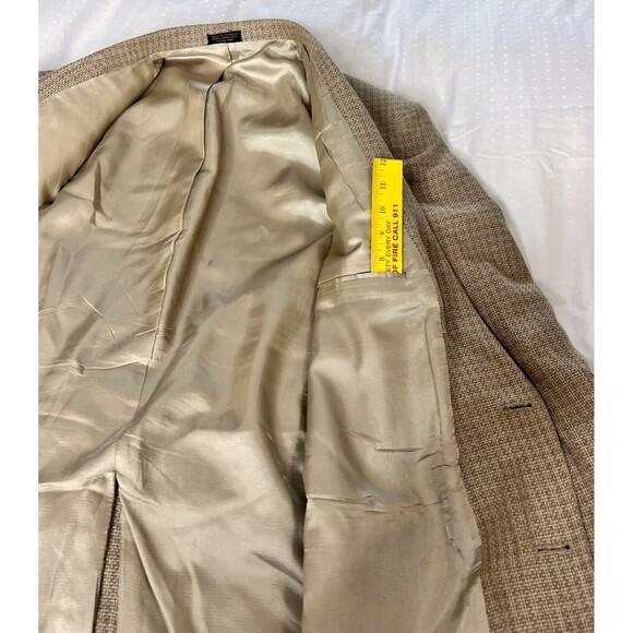 Vintage Lana Moda Fine Italian Mens Blazer Beige Tan Silk Wool Size 42R - Picture 11 of 12
